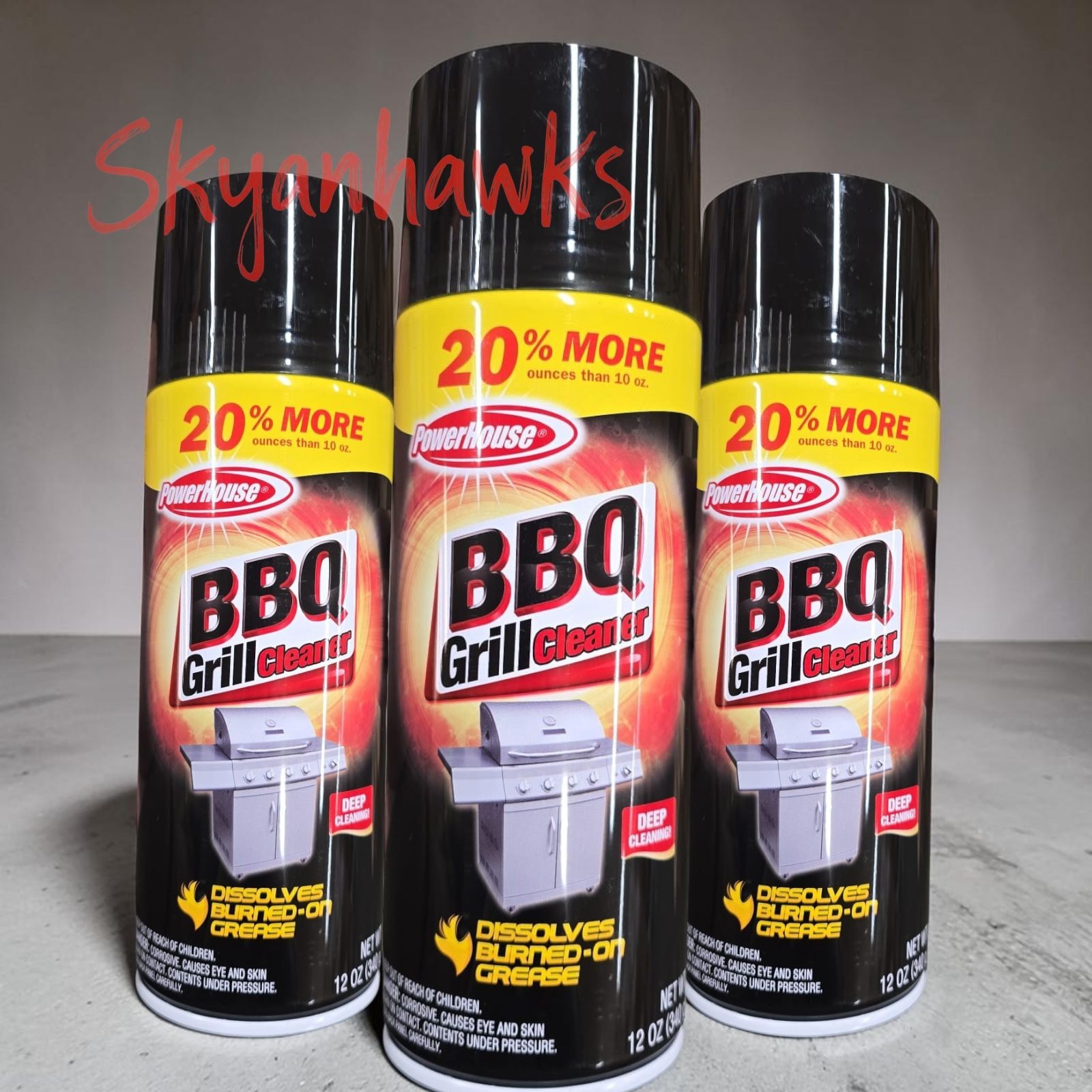 Bbq Grill Cleaner Spray Grease Dissolve Burned On 12 oz Each (3 PACK)