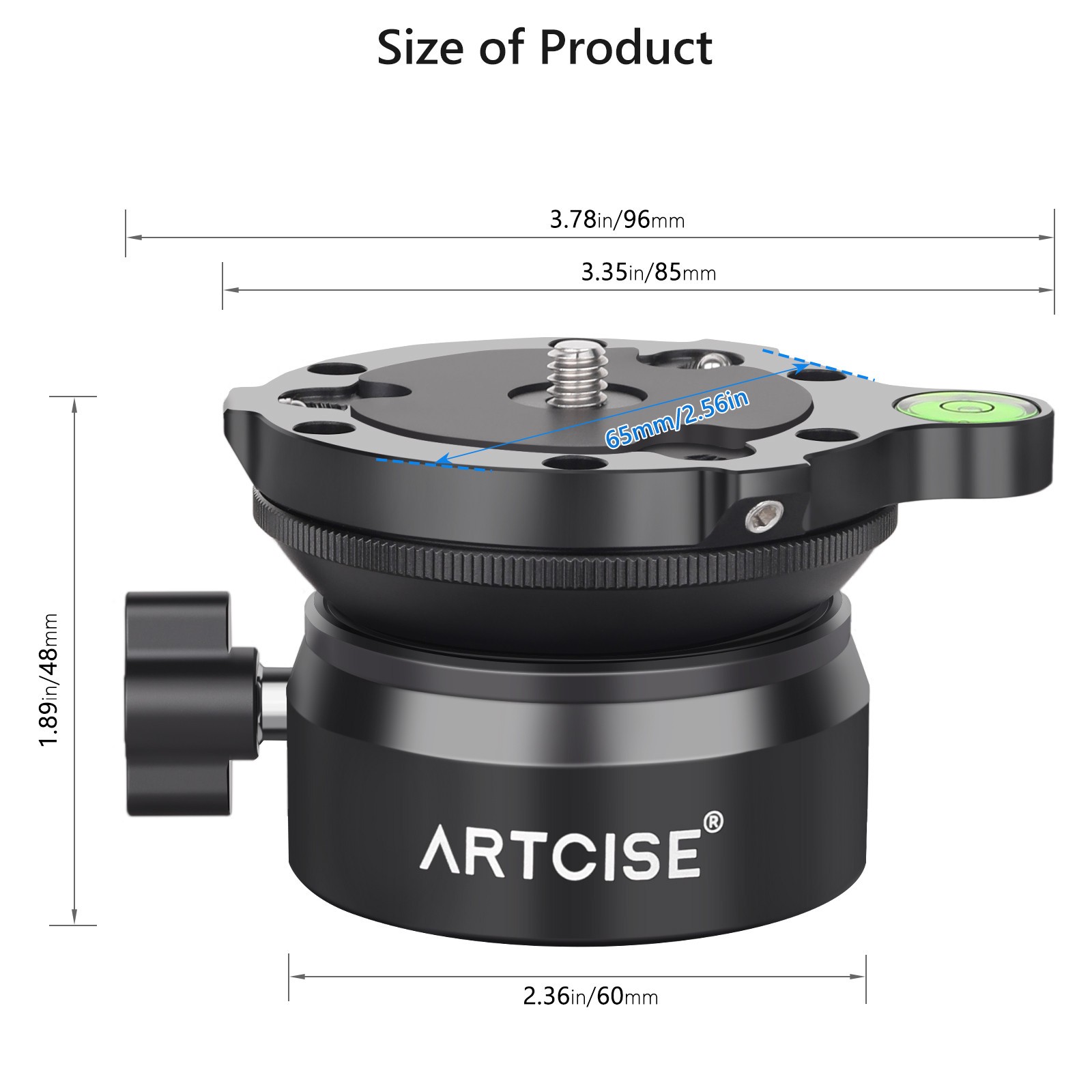 Tripod Leveling Base (⌀65mm) Camera Leveler, Aluminum Adjusting Tripod Head