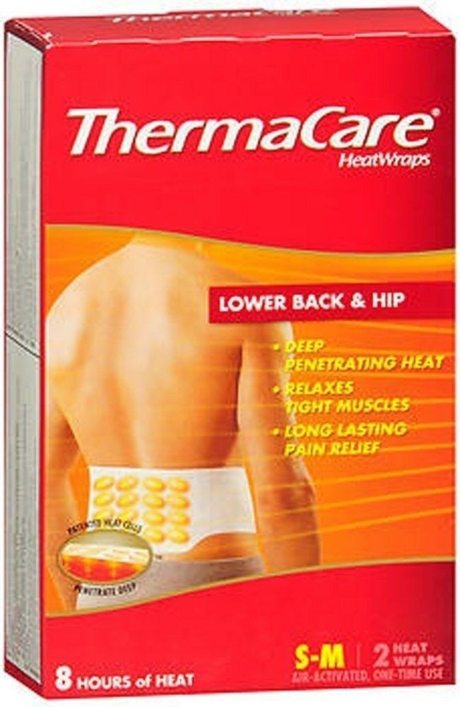 Thermacare Heatwraps Lower Back & Hip Pain Relief Small Medium Long Lasting 2ct