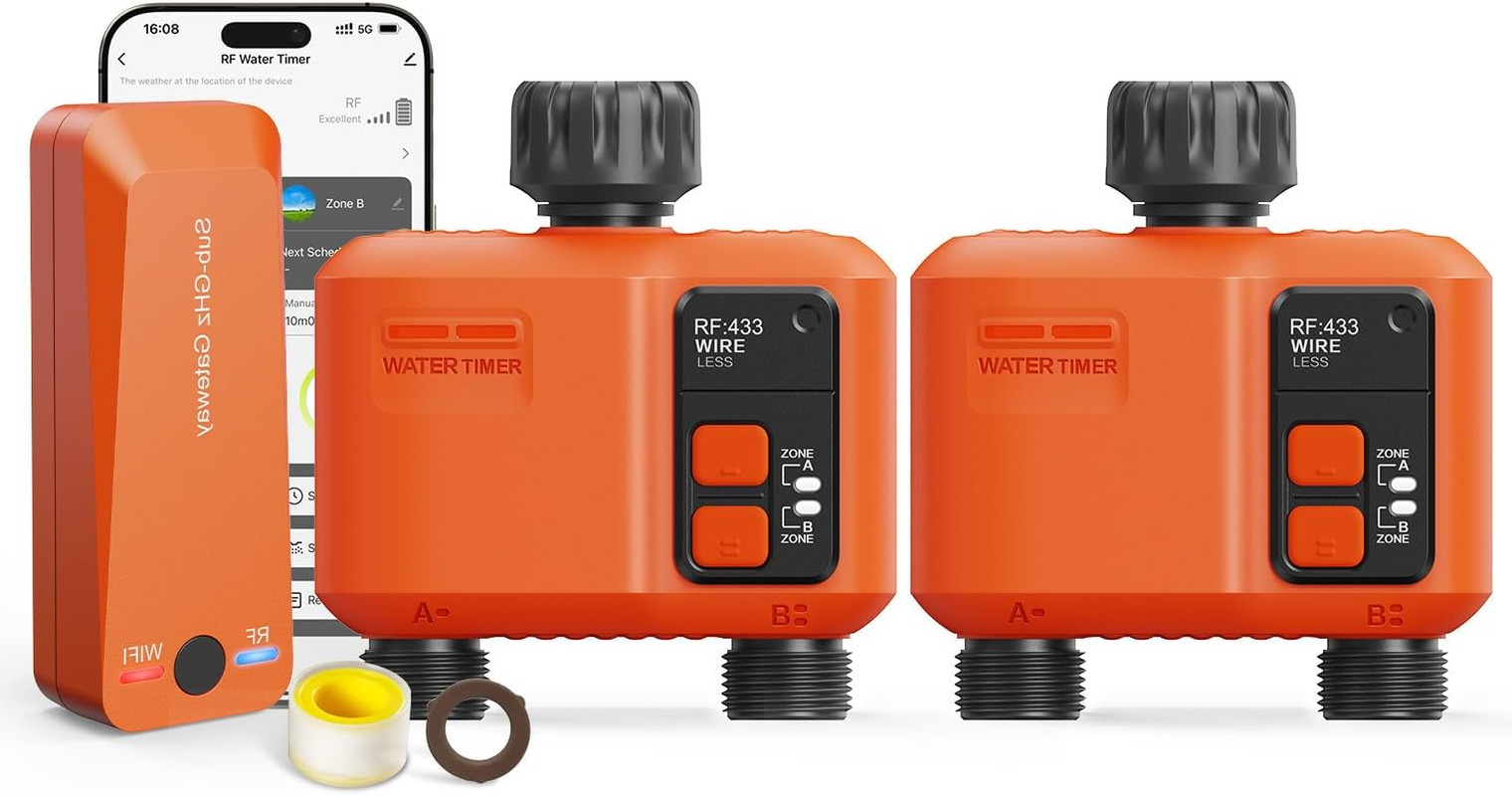 Wifi Water Timer for Garden Hose with 984 Ft Range,Smart 2- Zone Sprinkler Timer