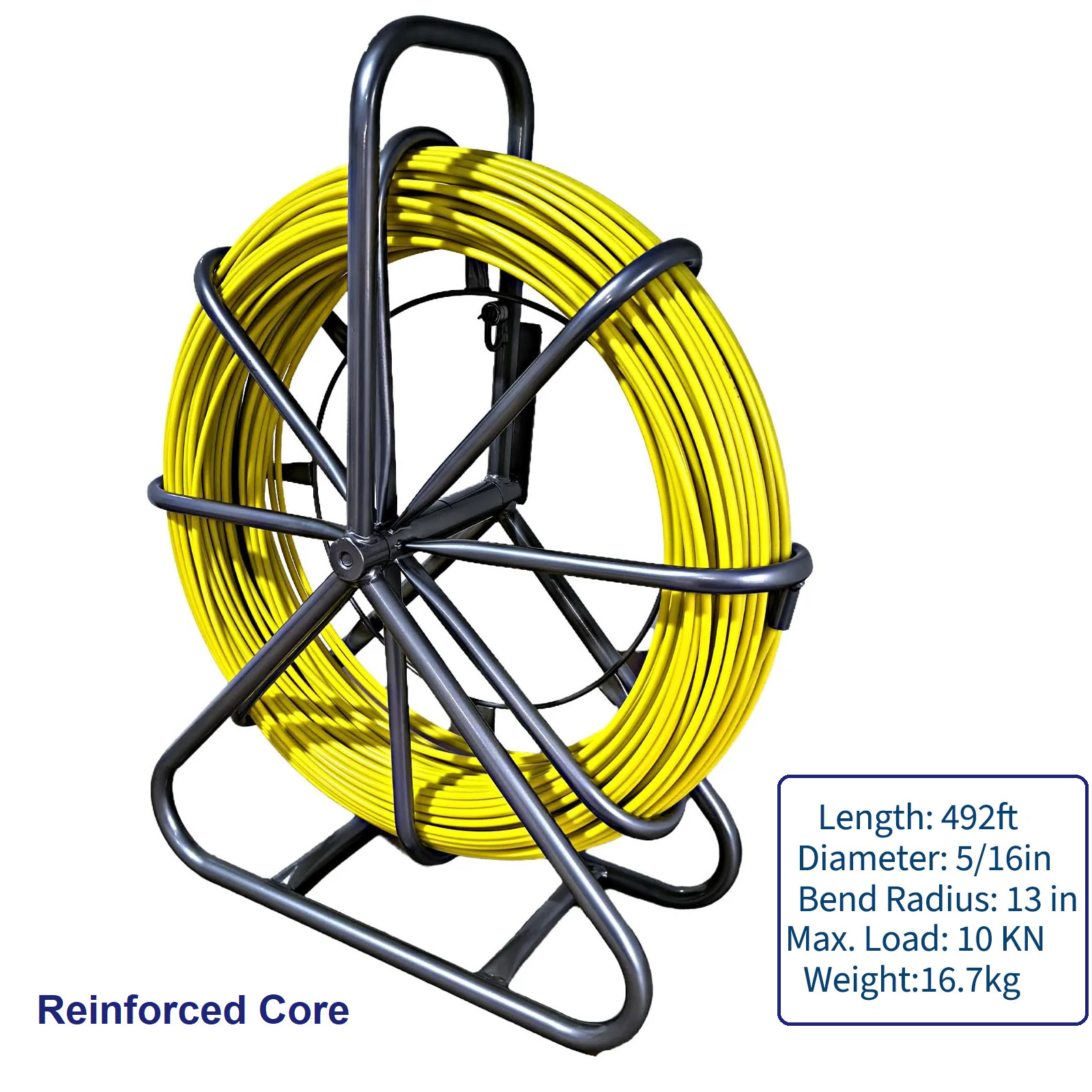 Heavy Duty  5/16" Fish Tape /Cable Puller, Fiberglass, 492 ft, Cable Duct Rodder