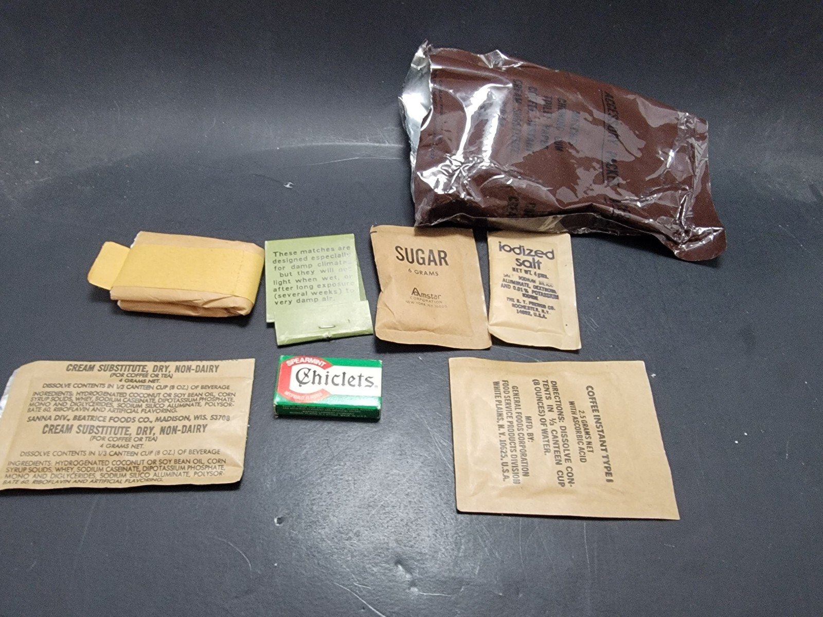 Rare Vintage US ARMY Military C Sealed Accessory Pack  SEALED -Salt Coffee Gum..