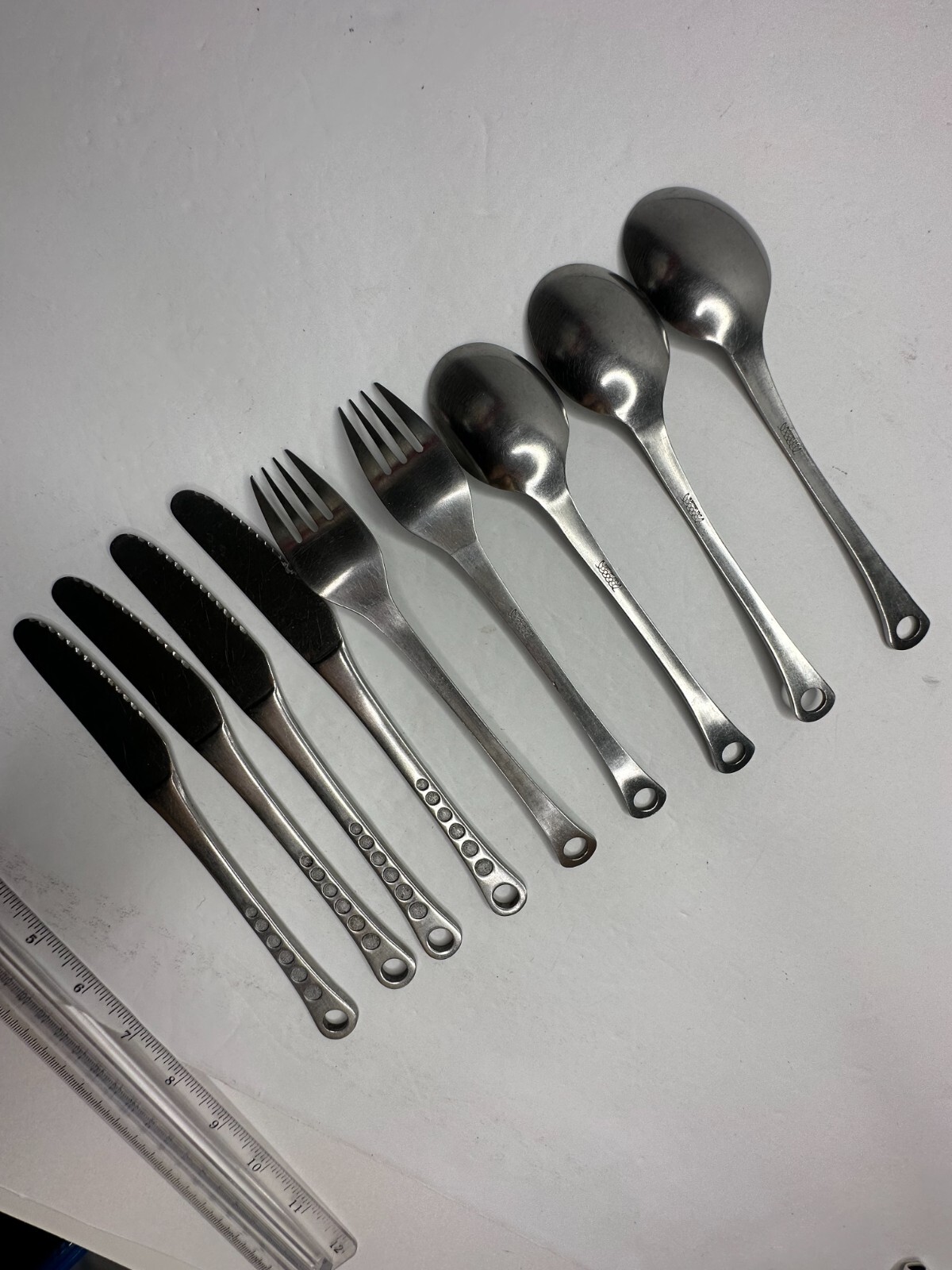 Rustfrit Sweden Circles Stainless Flatware Replacement Fork Knife Spoon 9 Pc