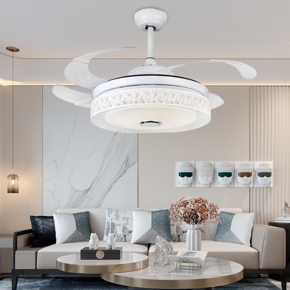42" Smart 7 Color LED Ceiling Fan Light Remote 3-Speed Music Chandelier