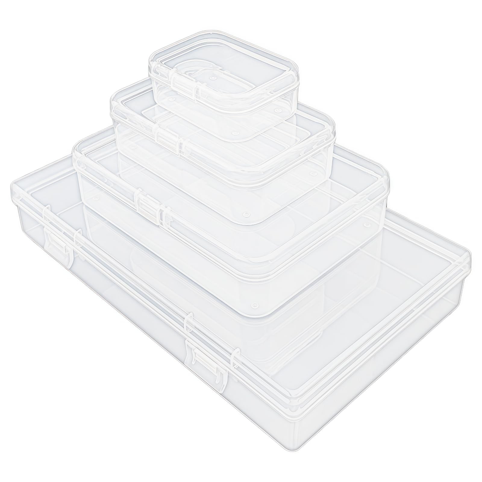 Thintinick 96 Pack Rectangular Clear Plastic Mixed Sizes 2, Transparent