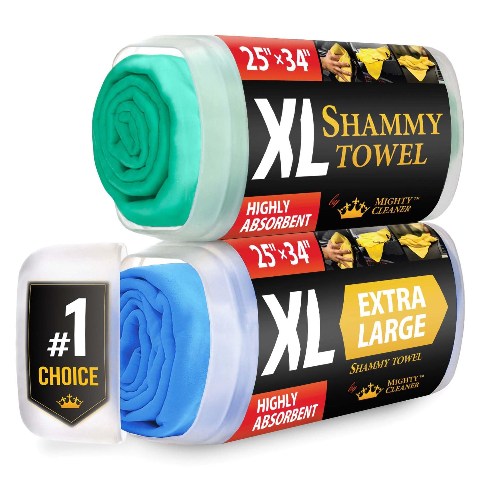 Premium XL Shammy Towel for Car - 2pk (34â€x25â€) - Super Absorbent Chamois...