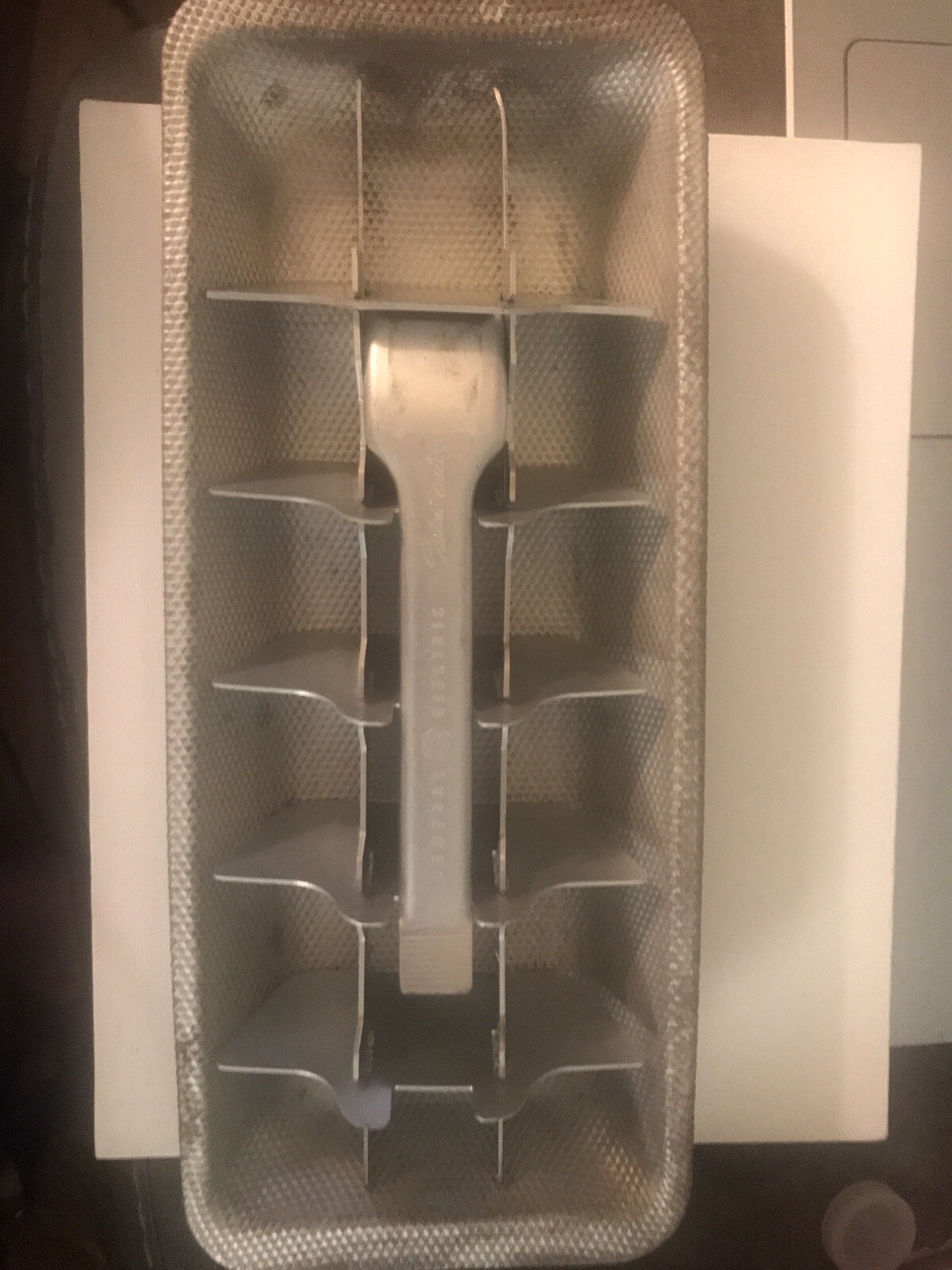Vintage General Electric METAL Ice Cube Tray Aluminum 18 Mini-cubes with handle