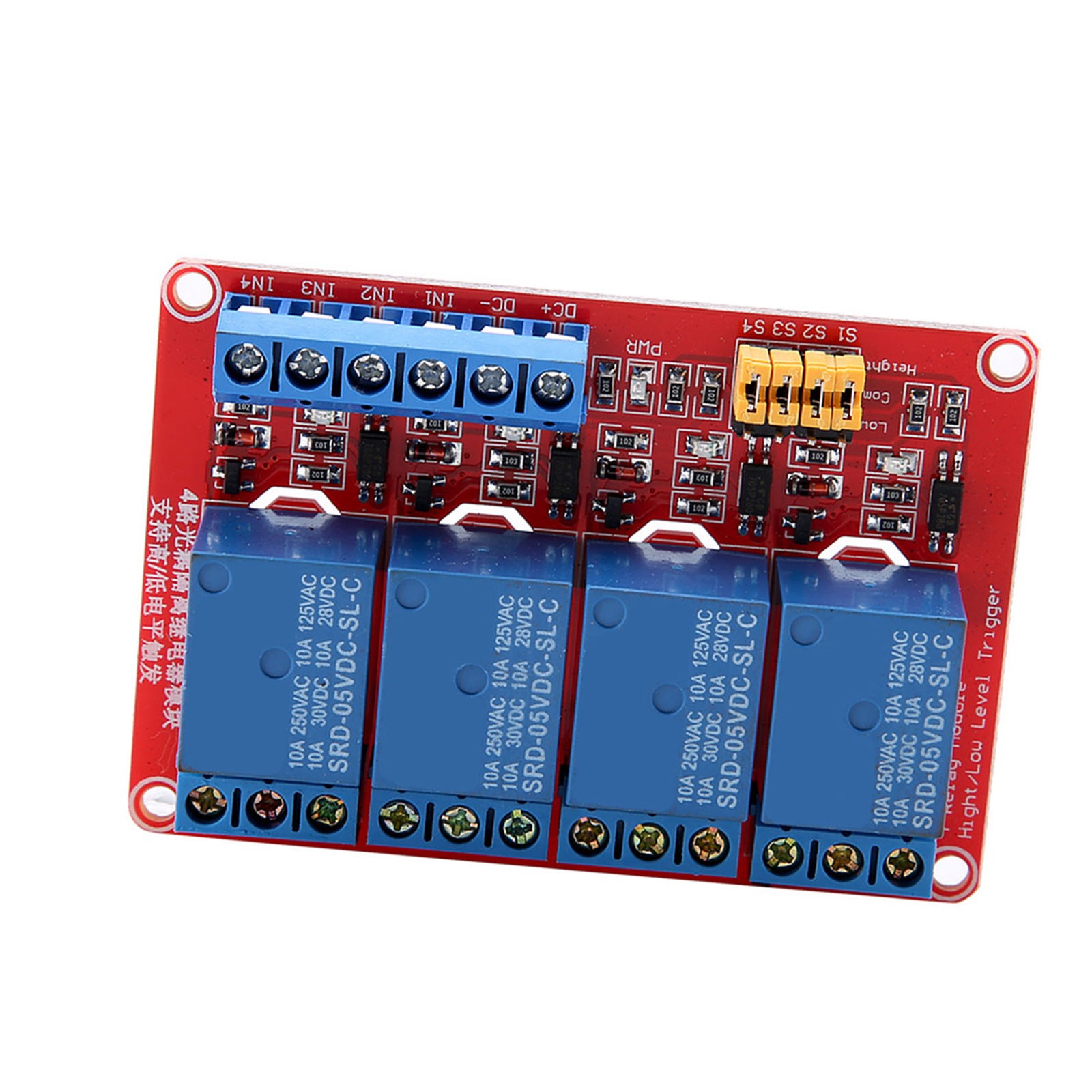 4 Channel Optocoupler Relay Module Board Stable Performance For Projects
