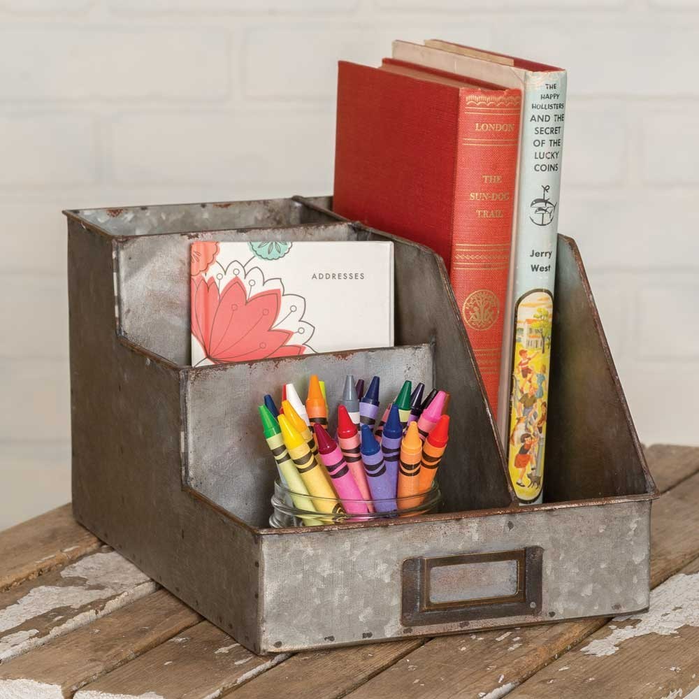Office Desktop Organizer  in distressed metal