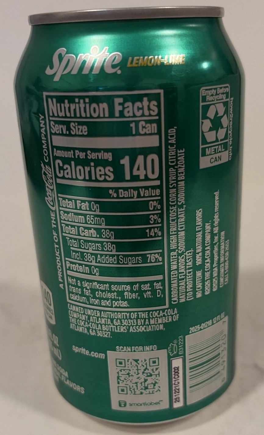 2026 12oz. SPRITE CAN ( UTAH JAZZ BASKETBALL) EMPTY BOTTOM OPENED