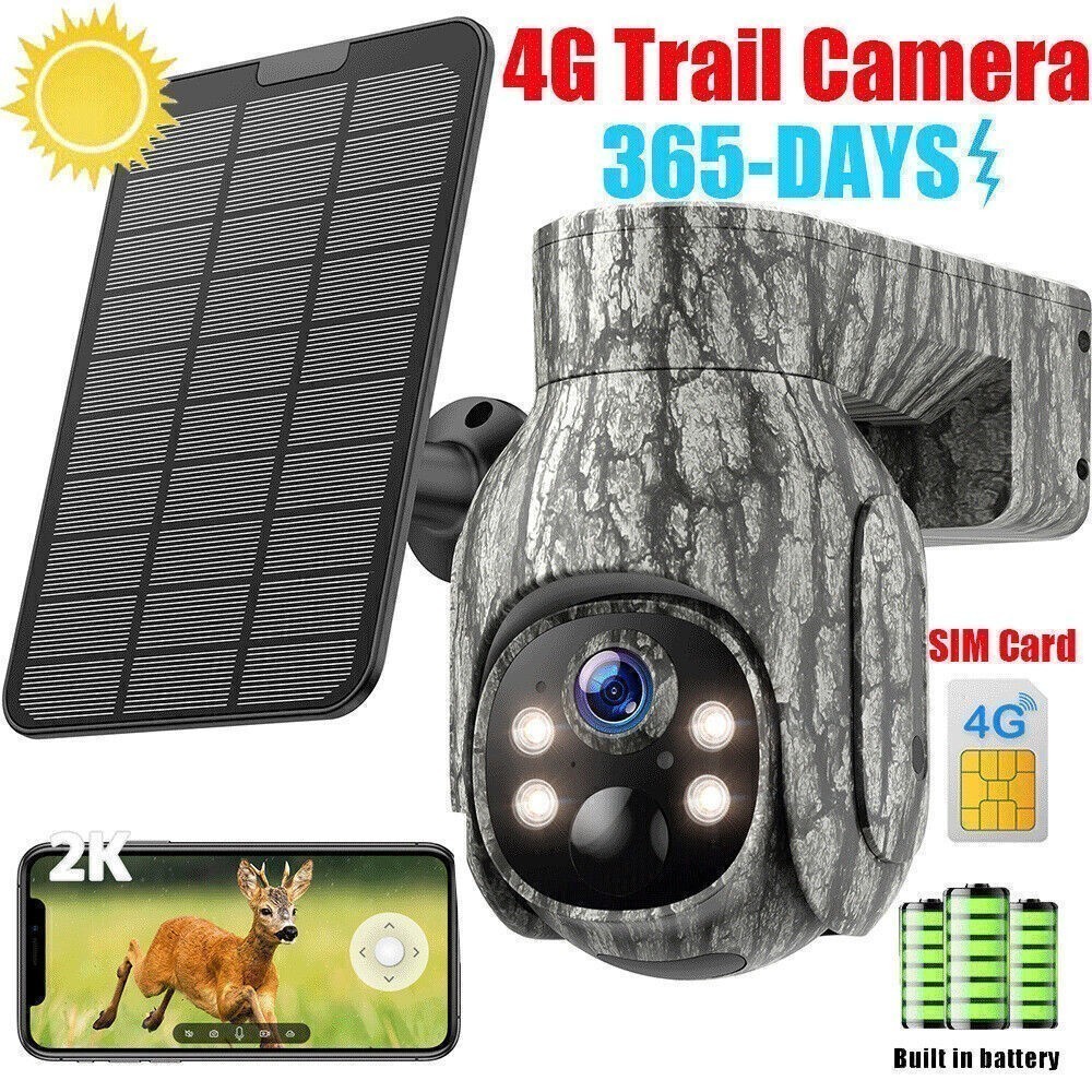 4G LTE Mobile Security Camera System Wireless Solar Battery Pan With SIM Card