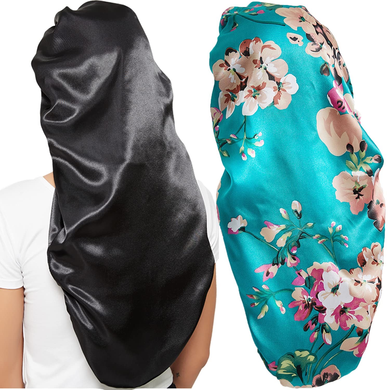 2 Pcs Sleeping Bonnet Long Satin Sleep Cap for Long Hair Braids Dreadlocks...