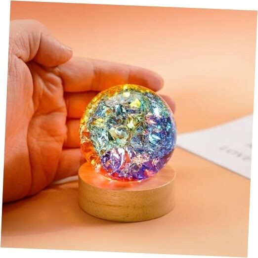 Colorful Ice Cracked Crystal Balls Night Light Glass Dream Spheres with 60mm