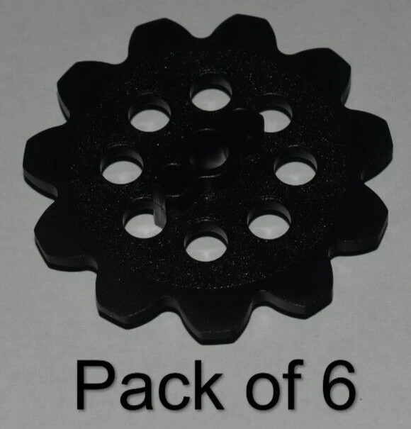 (6) K'nex Black Micro Small Chain Gear Sprockets - KNEX Coaster Parts Pieces Lot