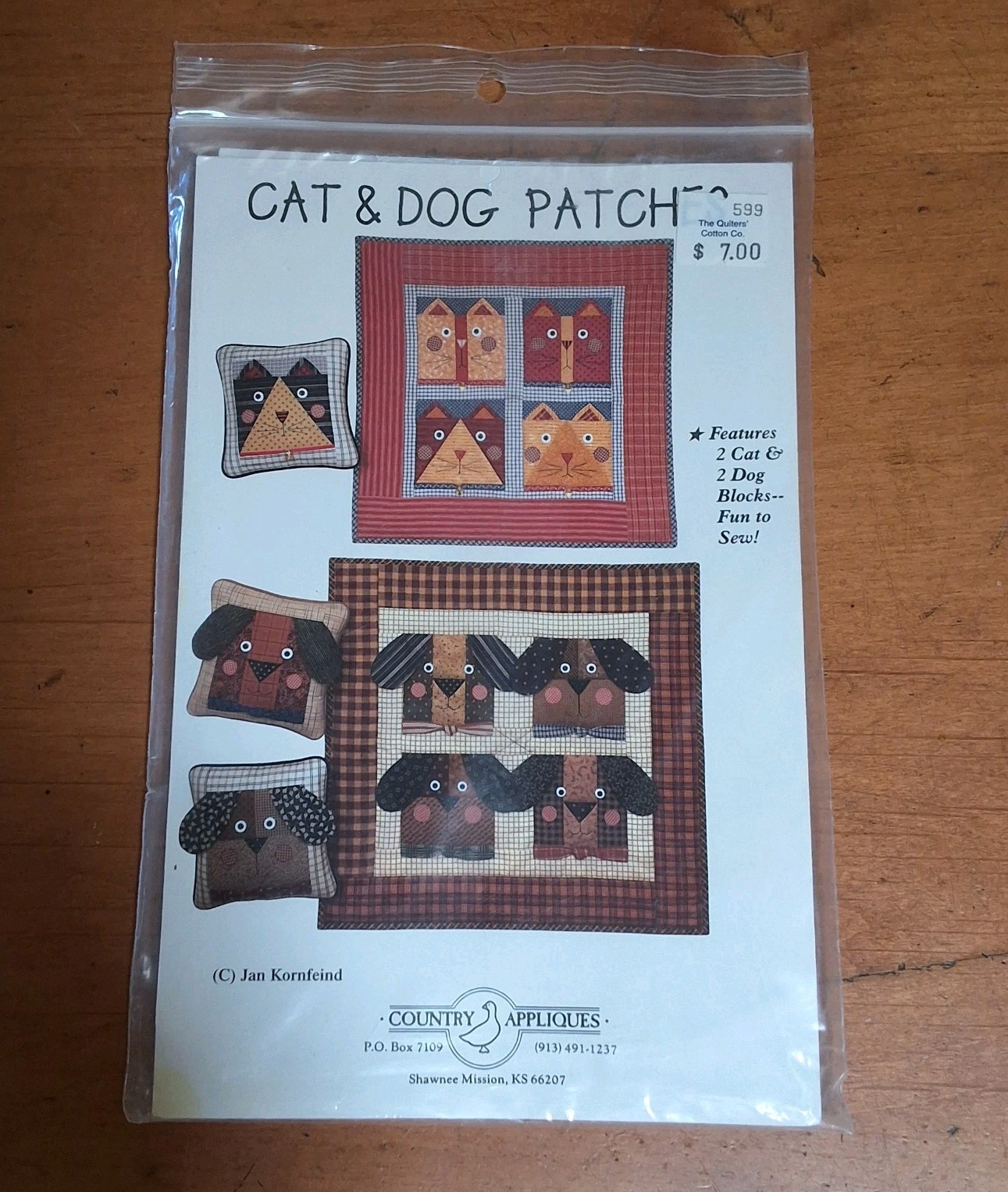 Cat & Dog Patches UNCUT Kornfeind Country Appliques Blocks 25"x25" 28"x27"