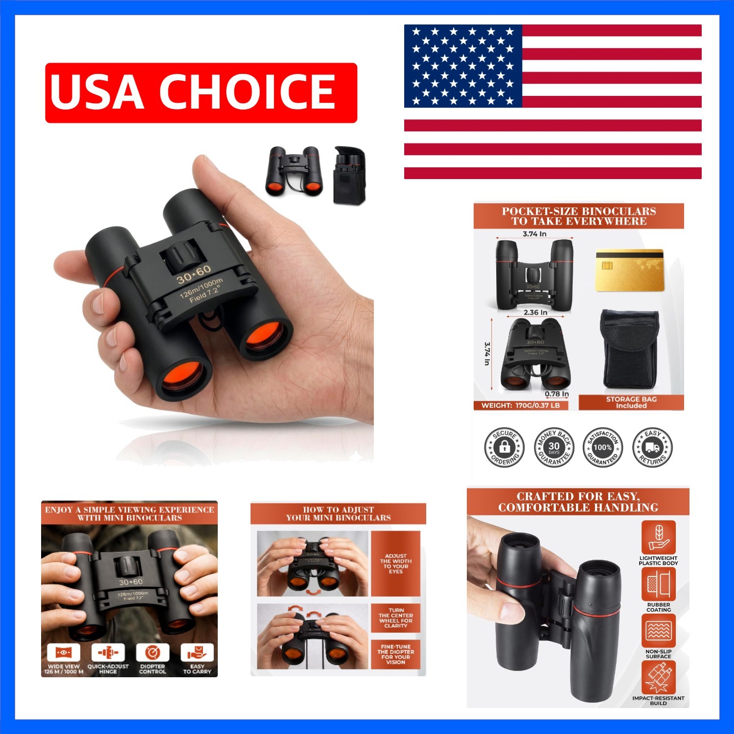 Compact Binoculars, 7X Magnification, Pocket Size, Lightweight | Mini Binocul...