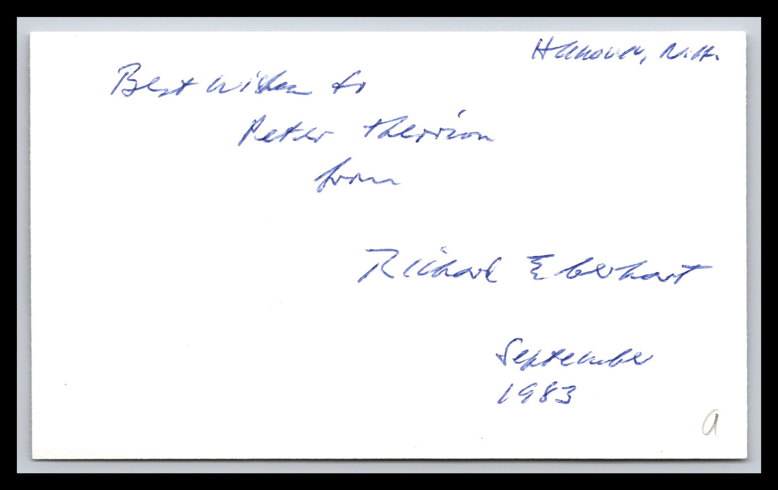 Richard Eberhart - American Poet - 3x5 Card - Signed | Autograph (a)