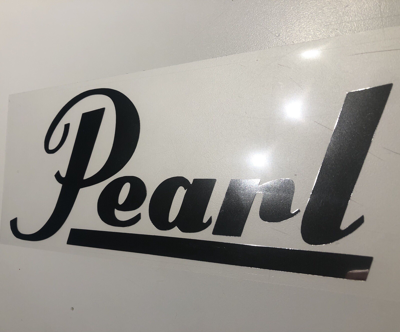 Pearl Drum Head 🥁 Decal Chrome High Quality Permanent Vinyl Made USA 4” X 9”