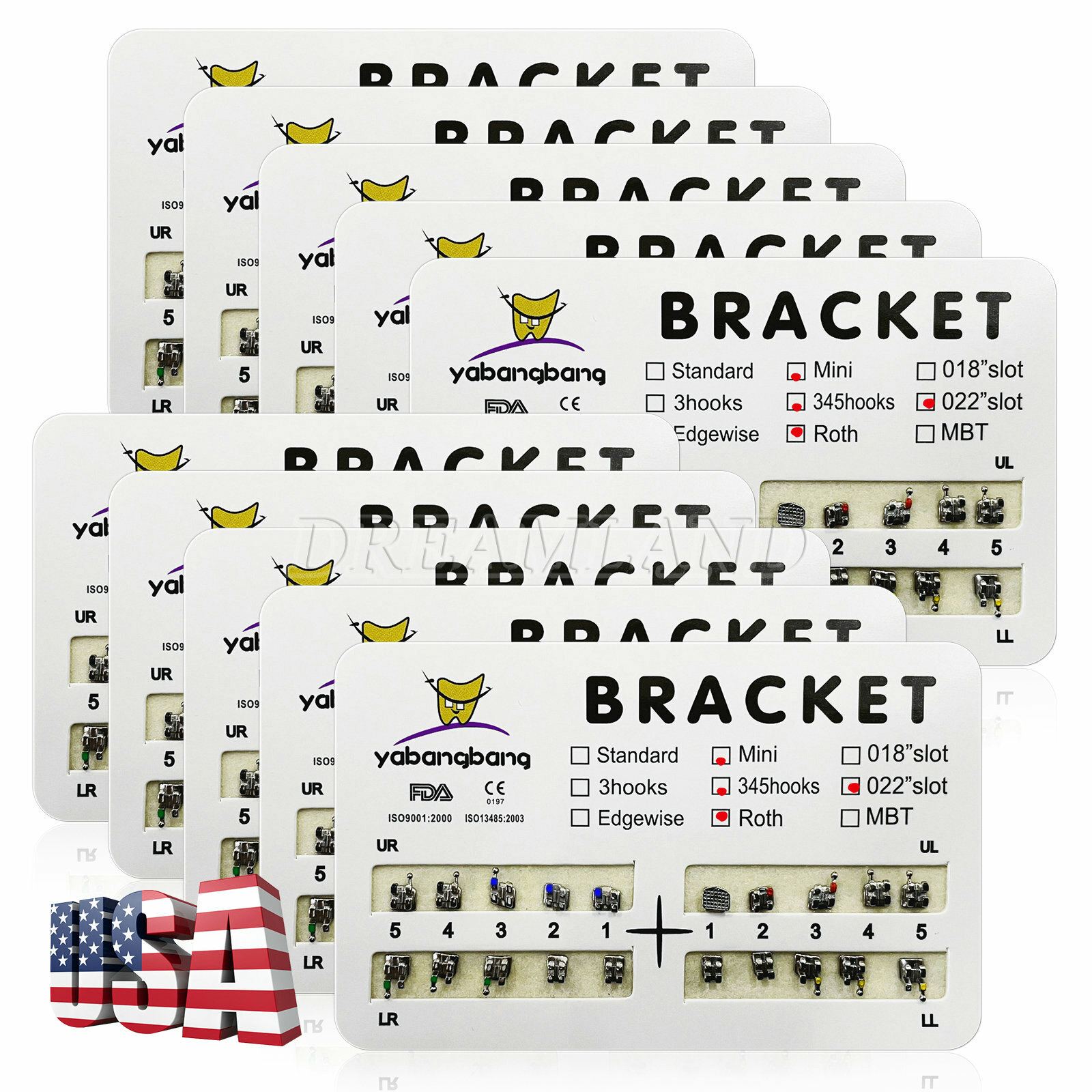 10 Packs Brackets dentales de ortodoncia Mini Roth 022 Ganchos 345
