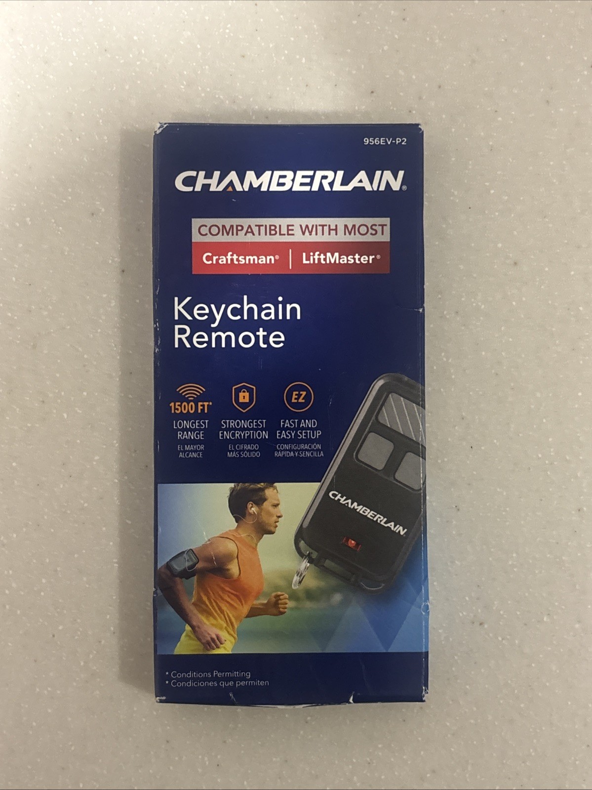 Chamberlain 956EV-P2 2-Button Keychain Remote Black for Craftsman/LiftMaster