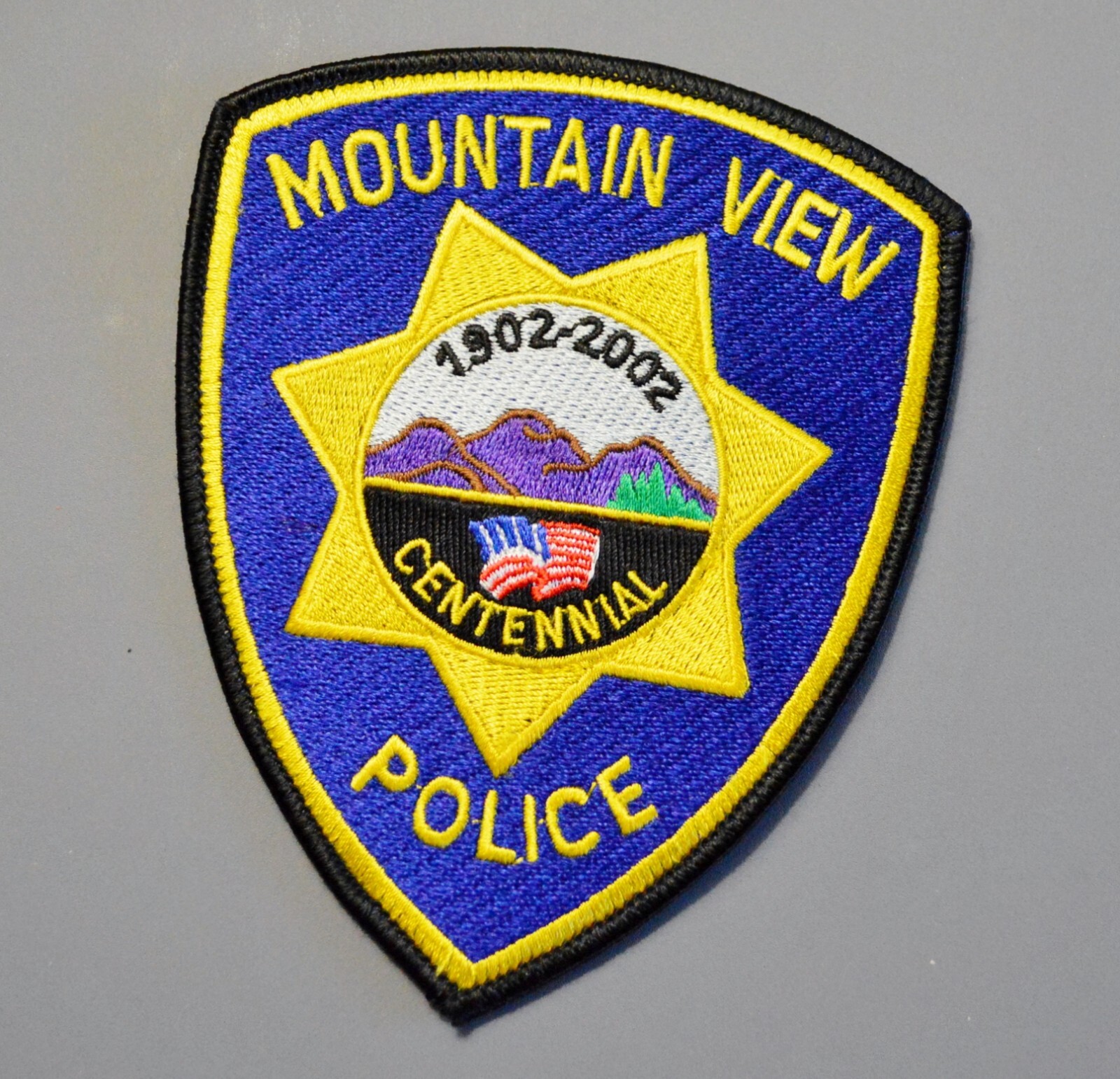 Mountain View Police Centennial 1902-2002 Patch ++ Mint Santa Clara County CA