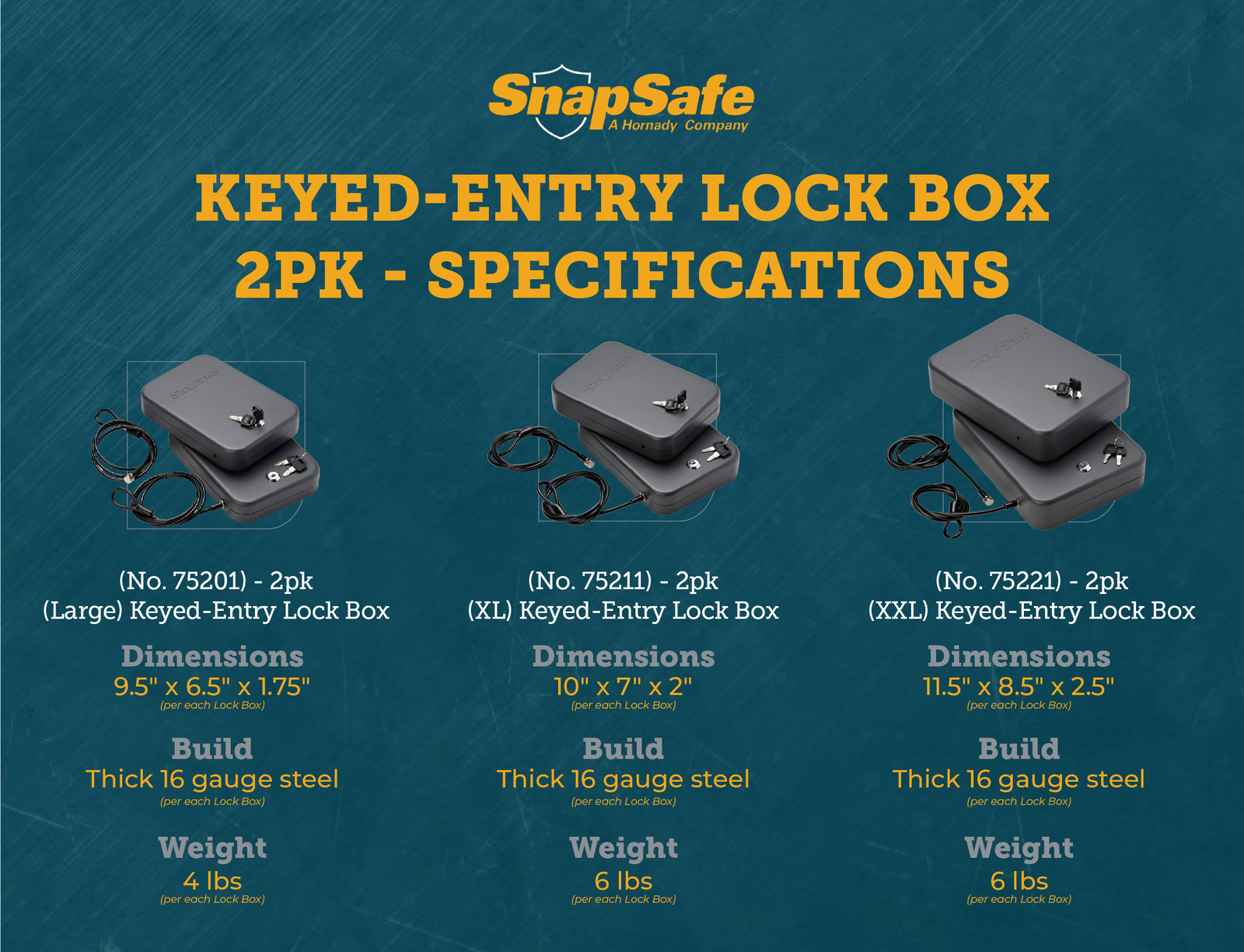 SnapSafe Keyed Alike XX-Large Lock Box (2 Pack)