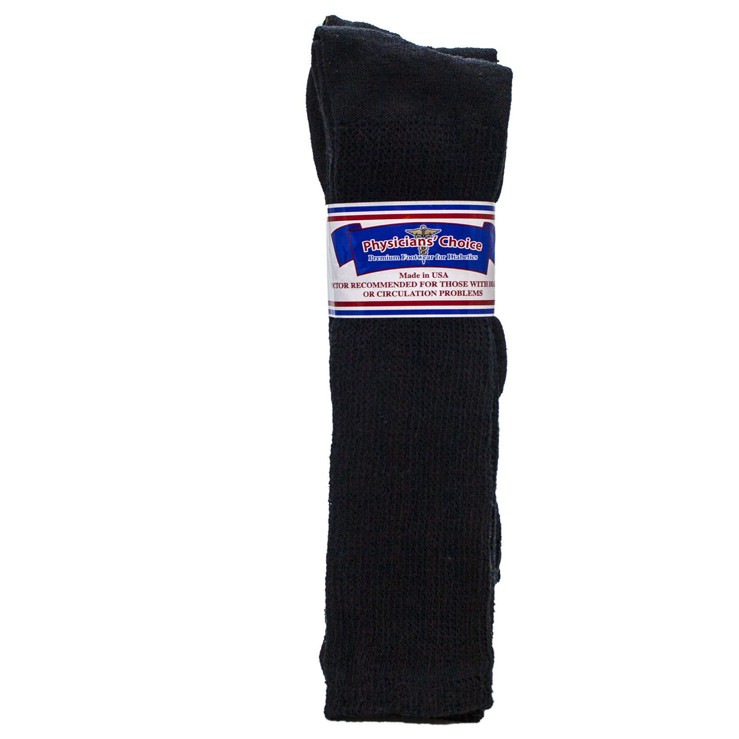 12 PAIR KNEE HIGH BLACK PHYSICIAN'S CHOICE OVER THE CALF DIABETIC SOCKS 13-15