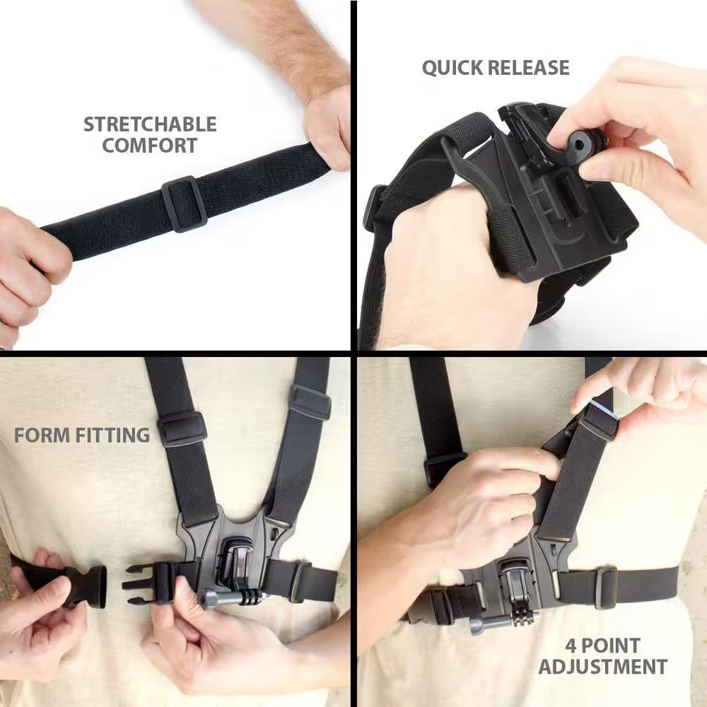 Adjustable Chest Strap with J-Hook for Action Cams