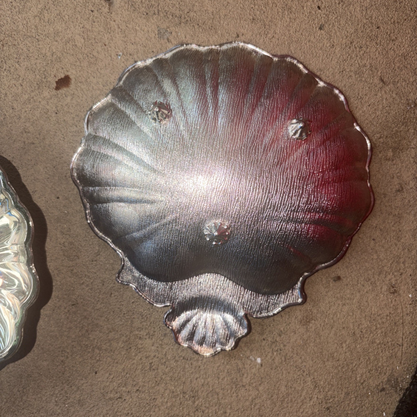 (2) Two Tarnish Resistant 6” Silver-Plated Seashell Trinket/Candy Dish Plate