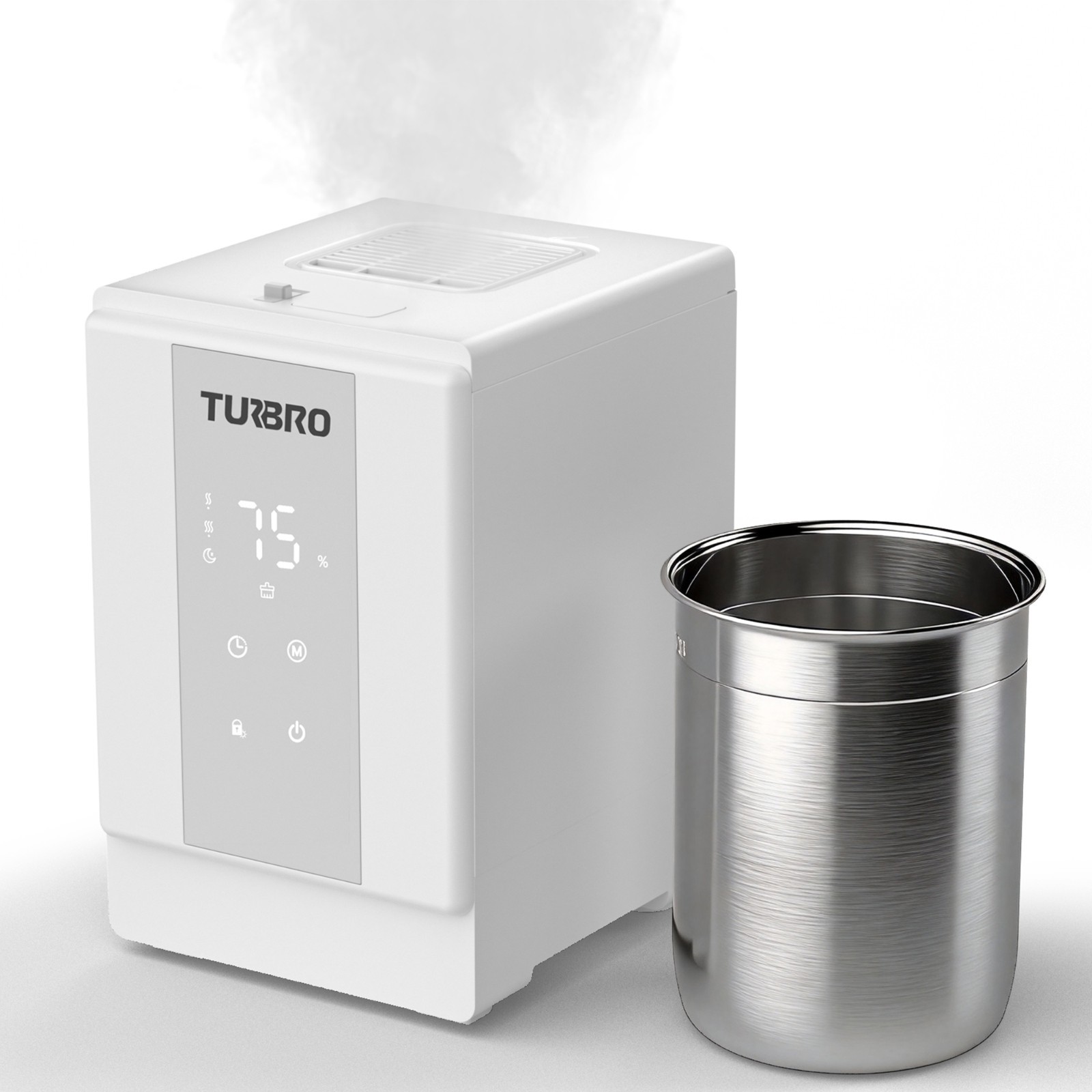TURBRO 4L 304 Stainless Steel Steam Humidifier, 500mL/h Warm Mist, ETL