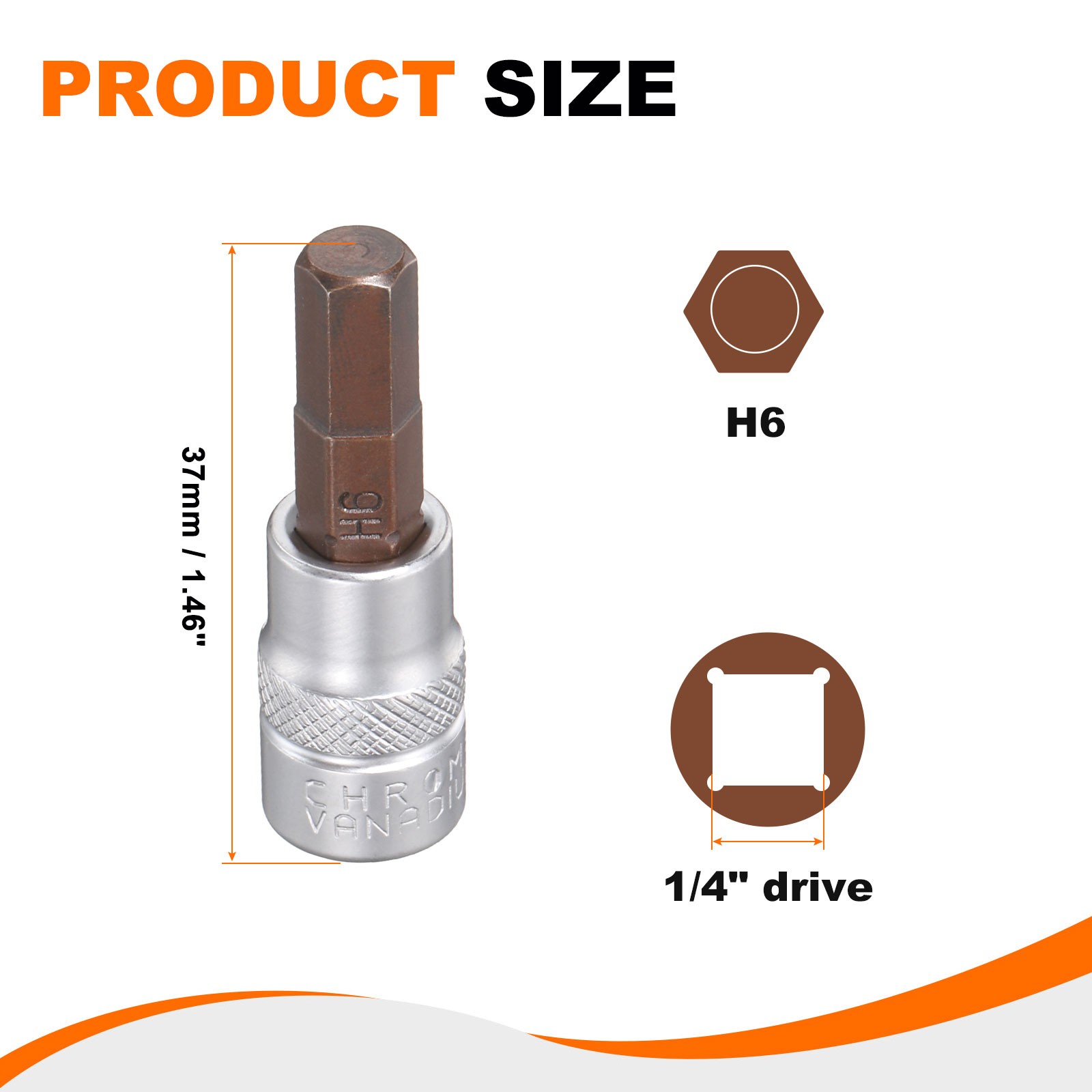 3pcs H6 Hex Bit Socket 1/4" Square Drive Metric Extension Impact Bit Red,