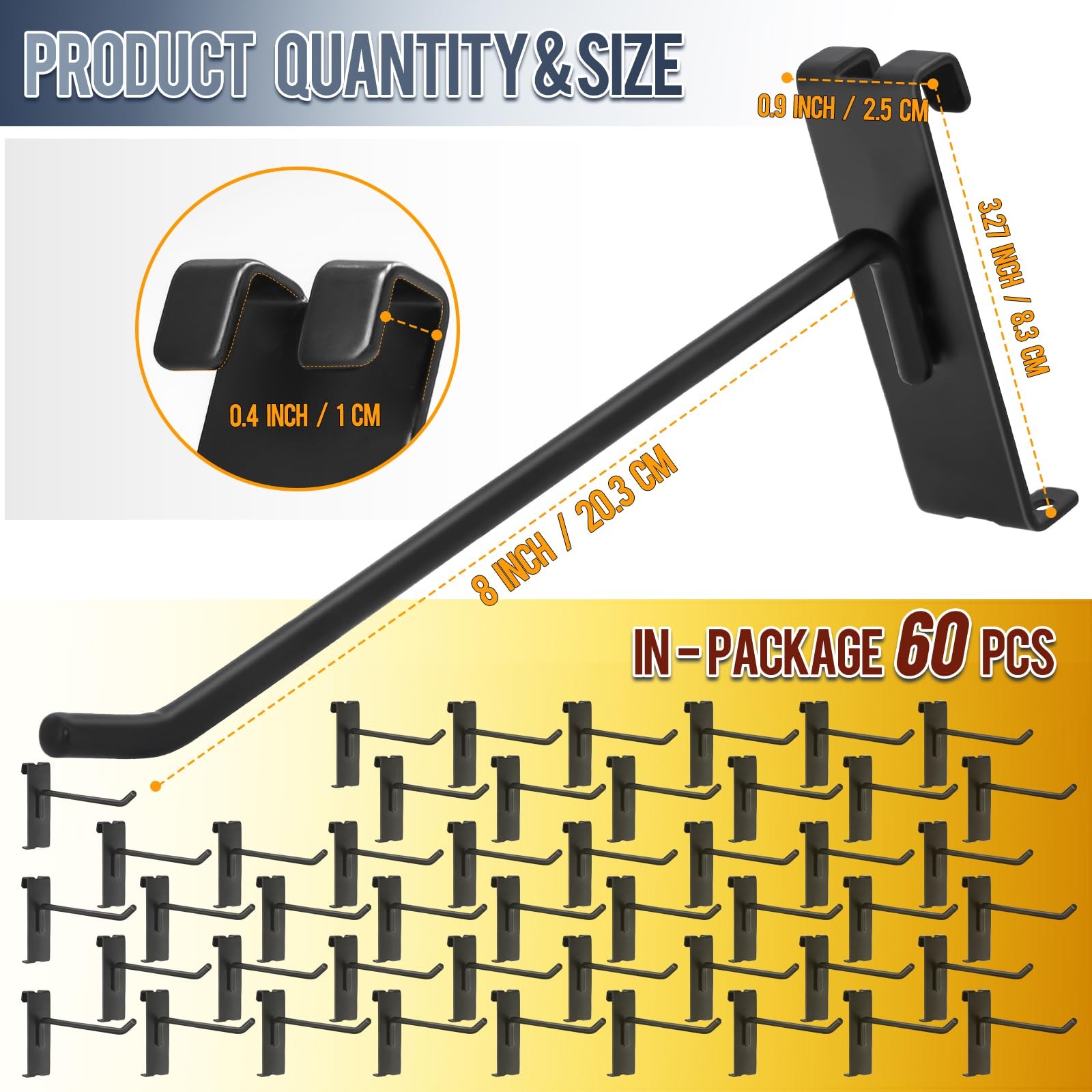 60 PCS 8 Inch Gridwall Hooks Fixtures Grid Wall Panel Heavy Duty Display