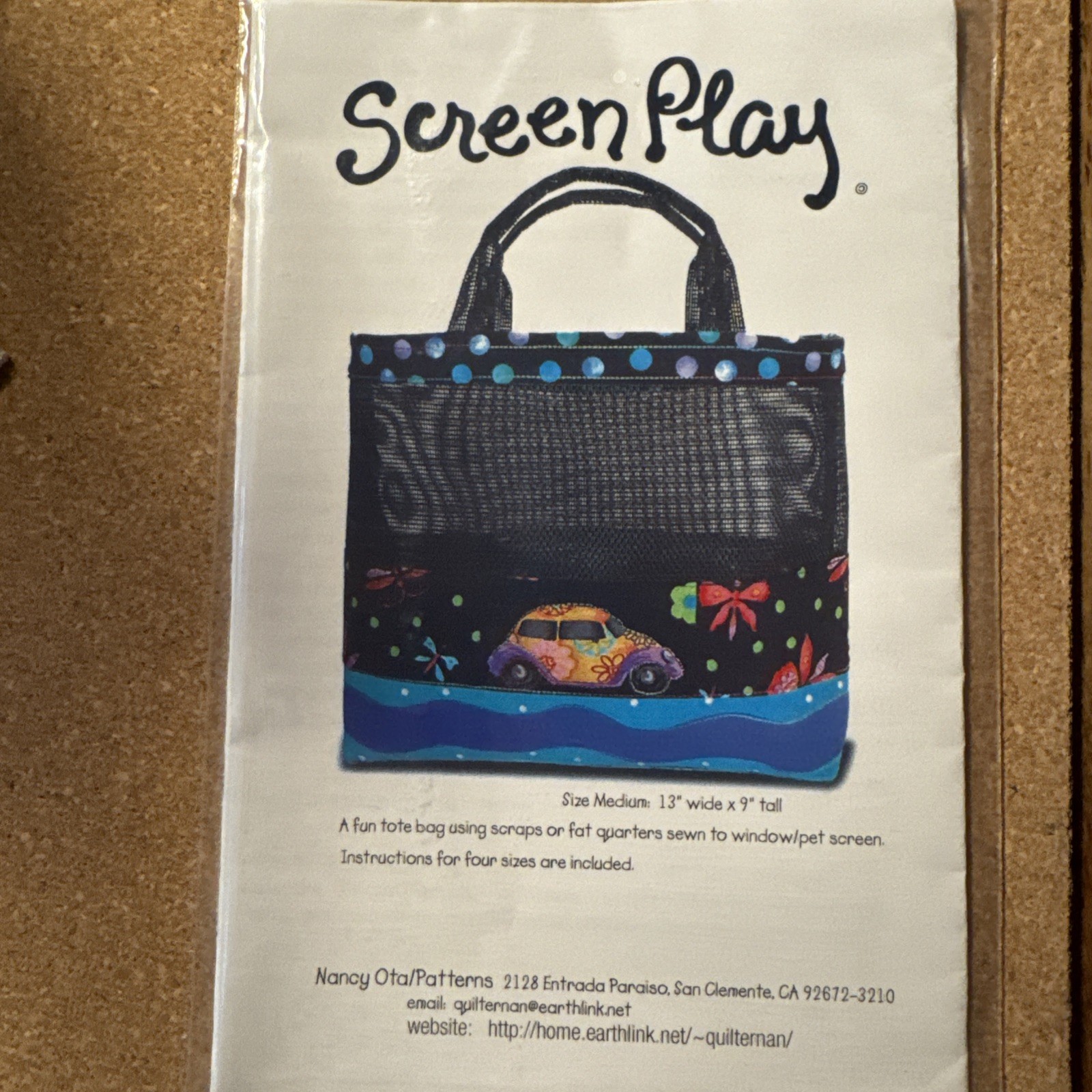 Screenplay pattern tote by Nancy Oda