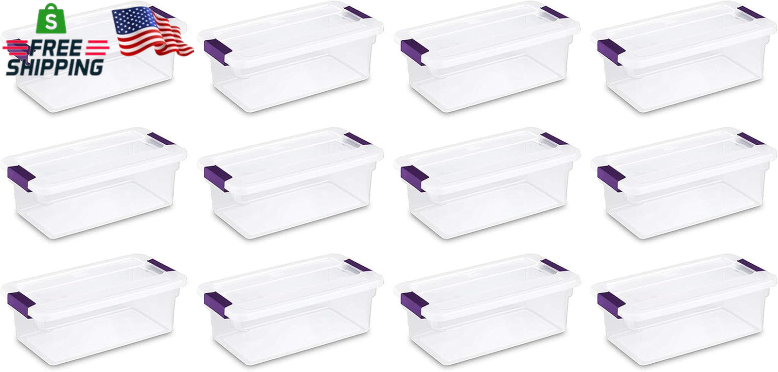 Sterilite 6 Qt Clearview Latch Storage Box, Stackable Bin with Latching Lid, Pla