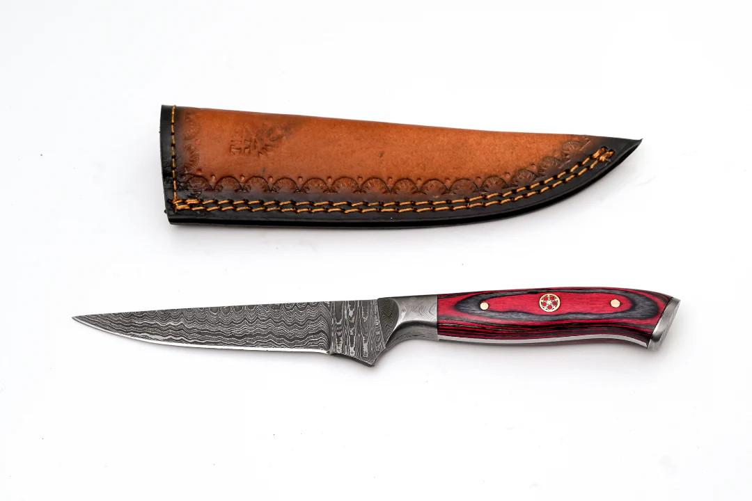Hand-Forged Damascus Steel Folding Knife Pakkawood & Wood Handle EDC