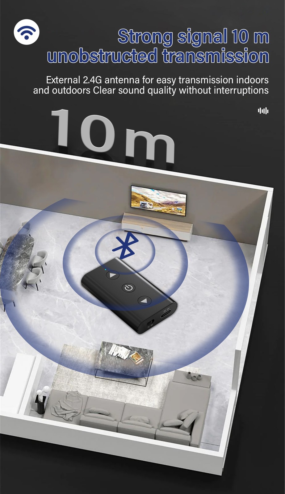 GTMEDIA Wireless Bluetooth 5.1 Audio Transmitter Receiver Adapter for Airplane