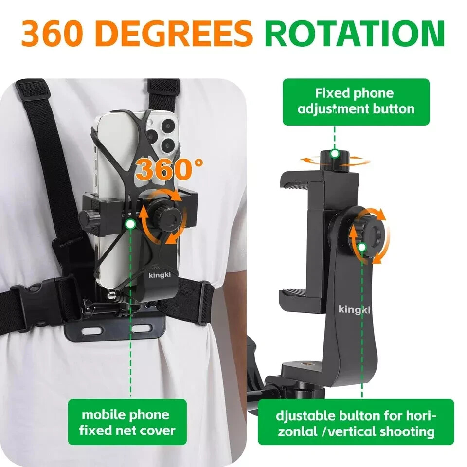 Mobile phone chest mount harness strap cell phone holder mount for video