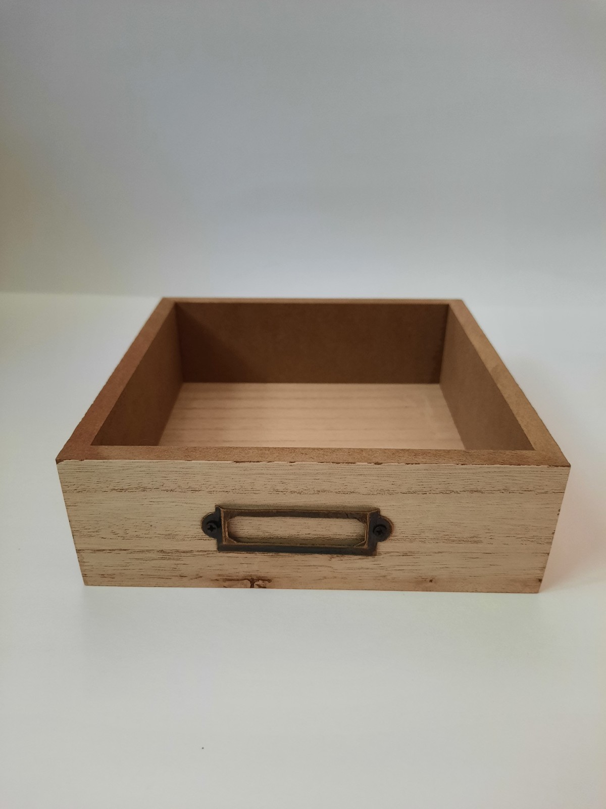 Small Wooden Box with Label Slot 6 x 6 x 2 Inches