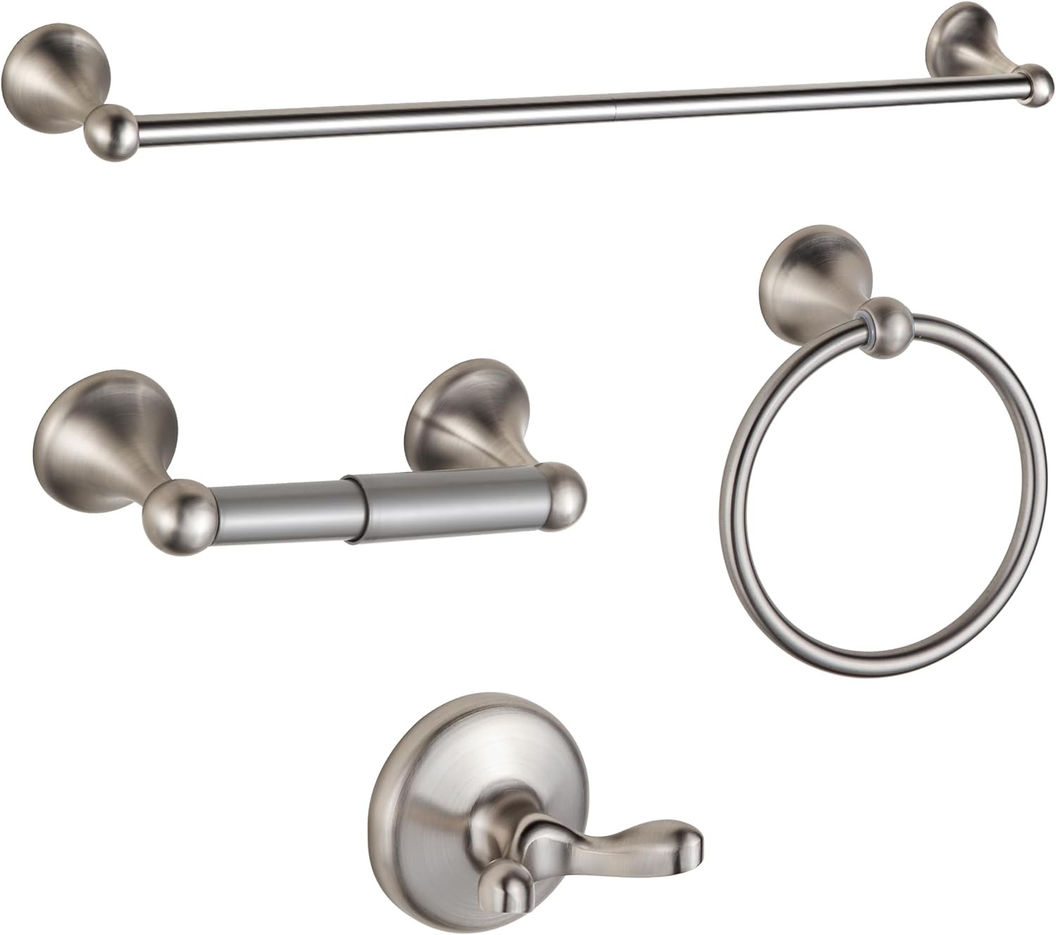BGL Bathroom Accessory Set, Brushed Nickel Adjustable Expandable Towel Bar 4-Pie