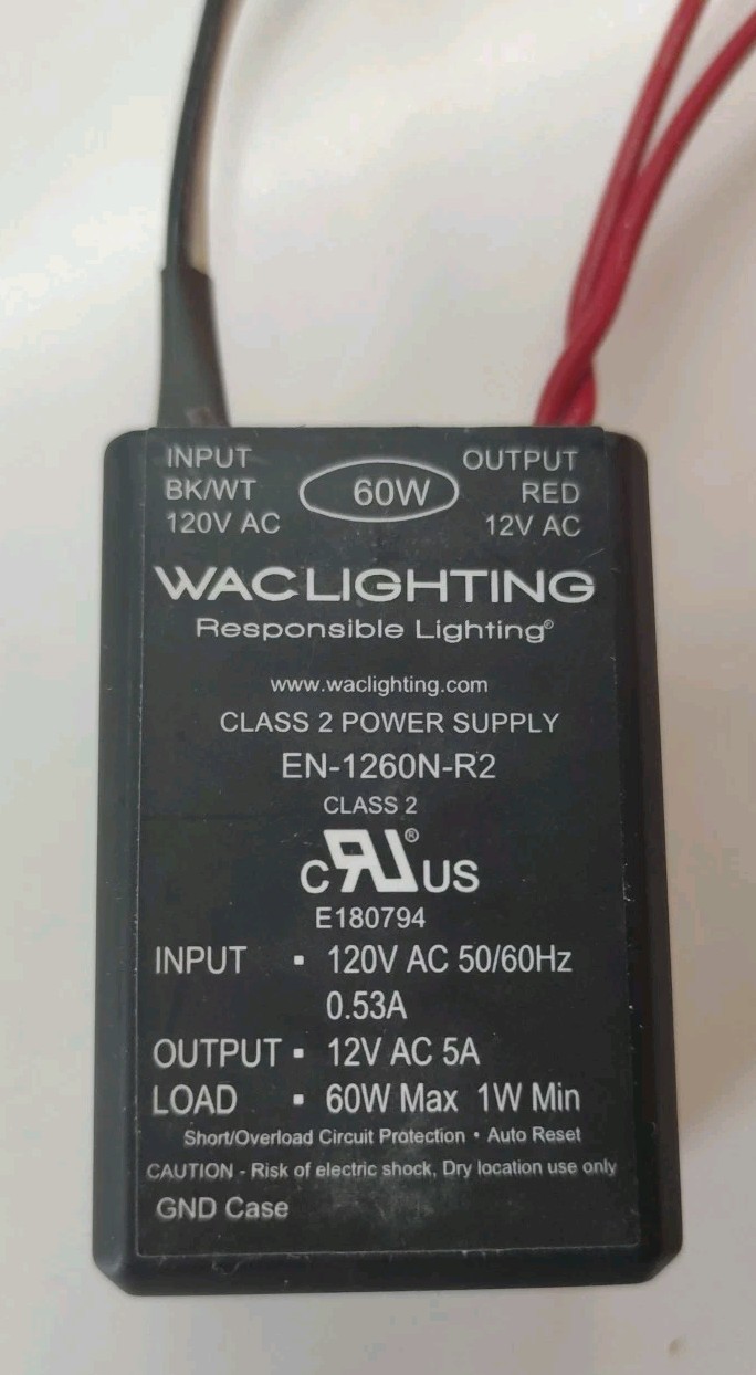 WAC Lighting EN-1260N-R2, Load AC 12v / 60W. Electronic Transformer