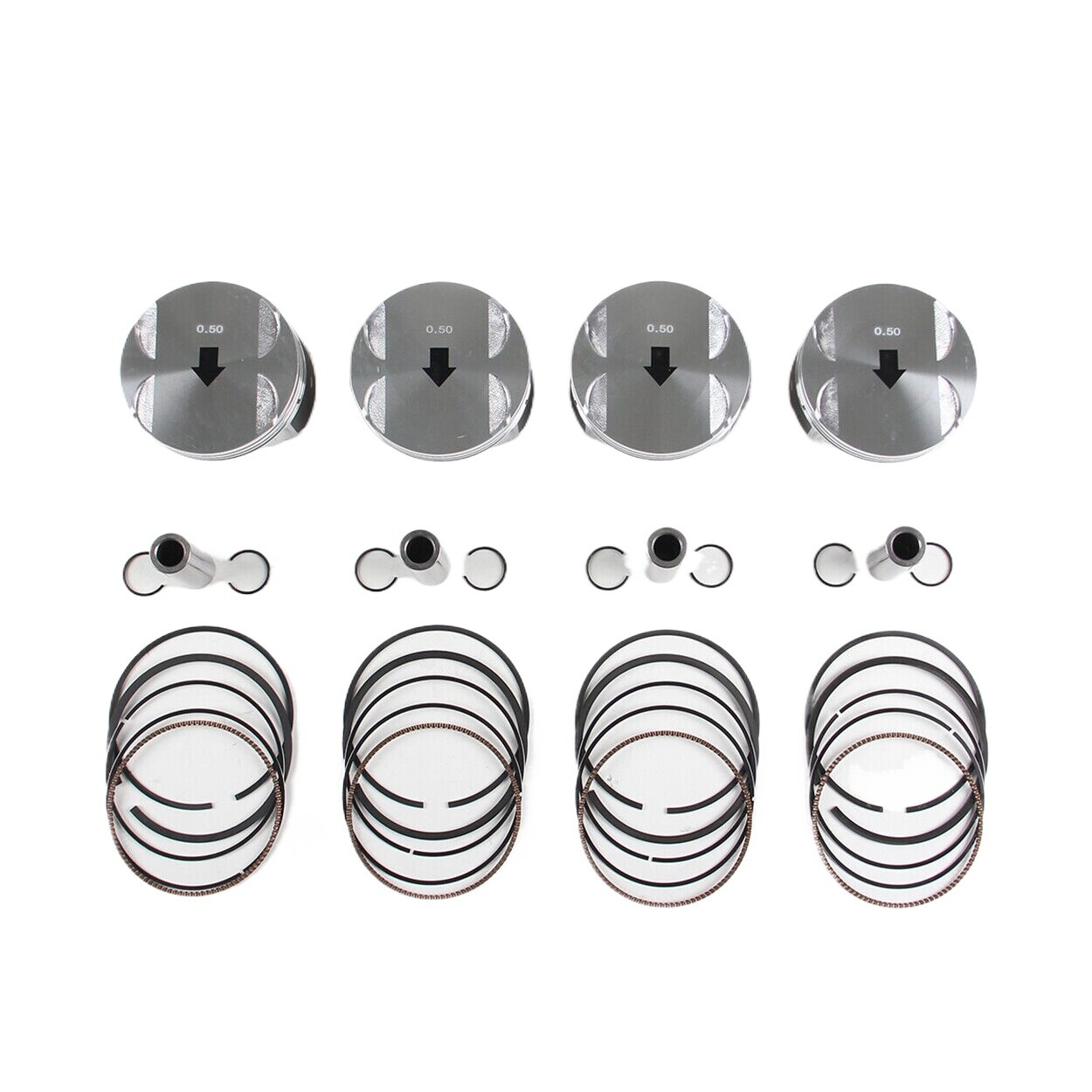 2.4L Pistons and Rings Kit Oversize +0.5 Fit For Buick Chevrolet Equinox GMC