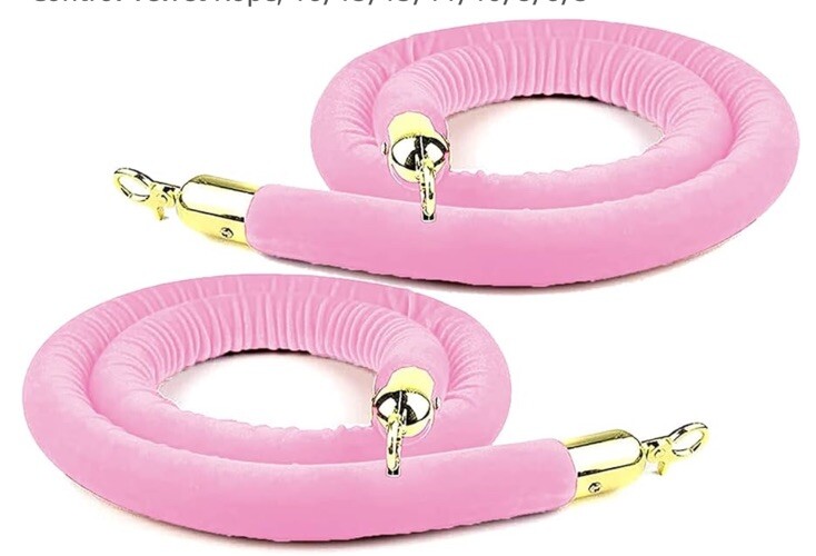 2 Pcs Pink Velvet Stanchion Rope Crowd Control Barrier Rope 4 Feet New