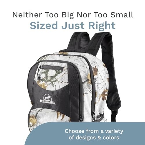 Camo Backpack in Licensed Realtree Prints, Lightweight and Xtra Snow/Black