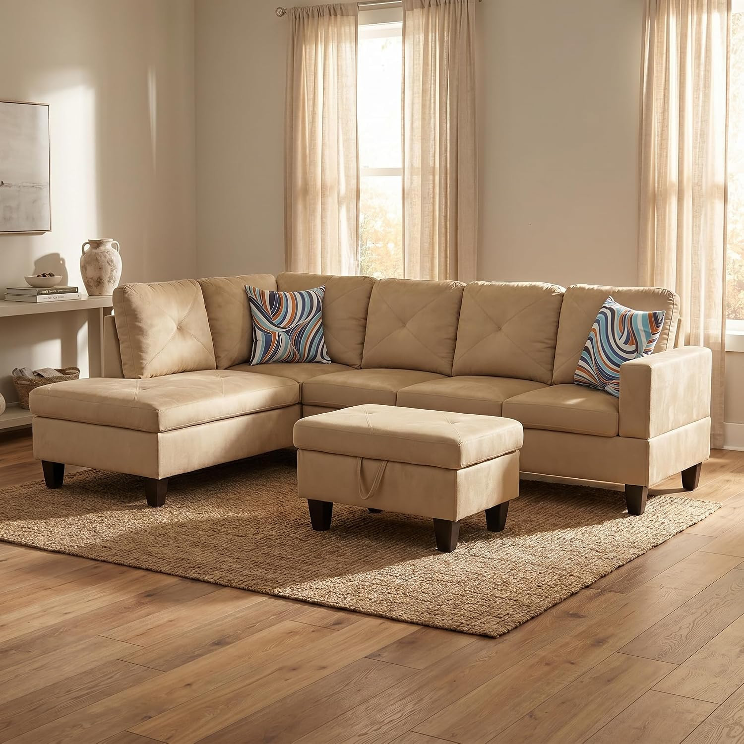 3-Piece L-Shaped Modular Leather Sofa – Convertible Sectional Couch with Movable