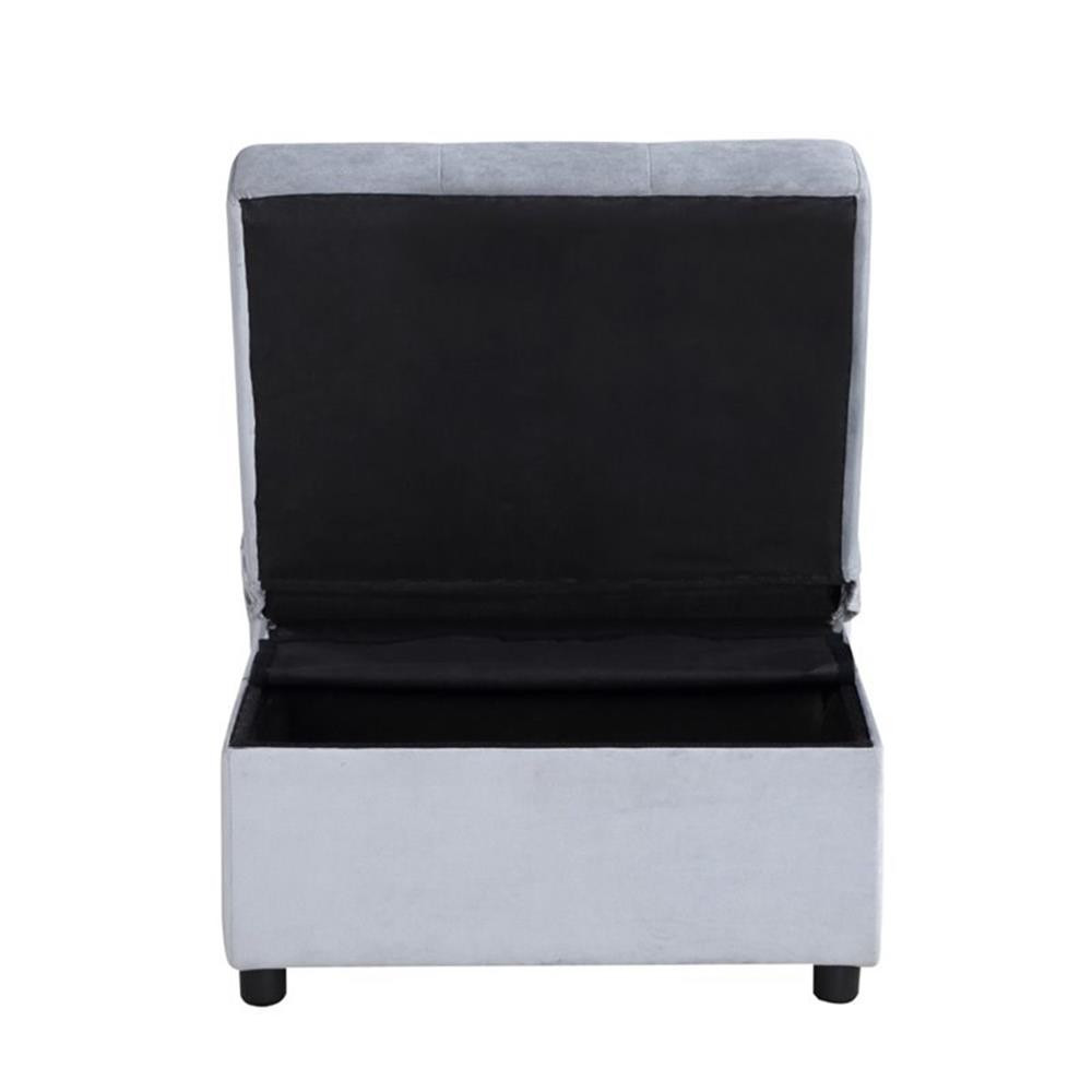 Lexicon Garrell Wood Storage Bench with Pull Out Ottoman in Gray