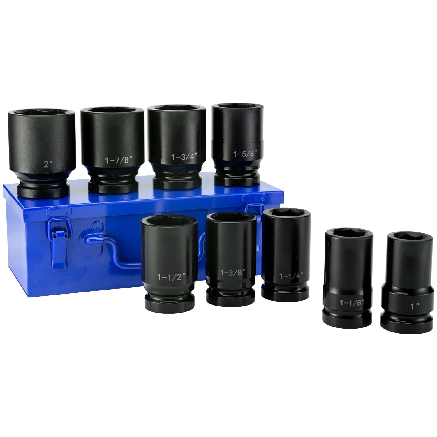 1" Drive Jumbo Impact Sockets Set 9PCS Universal Hex Deep Socket Set CR-Mo Steel