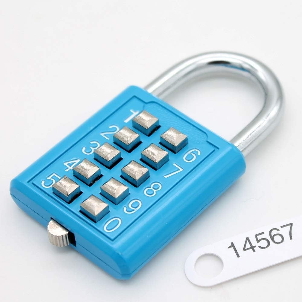 10 Position Button Combination Padlock, 5 Position Locking Mechanism, Bluexi15:1