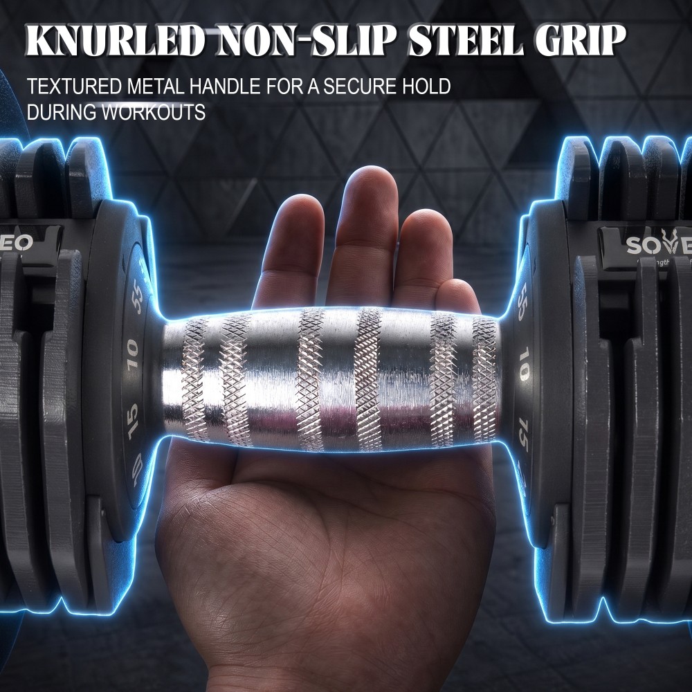 55 LBS Adjustable Dumbbell Iron Material Quick Adjust Weight Non Slip Grip