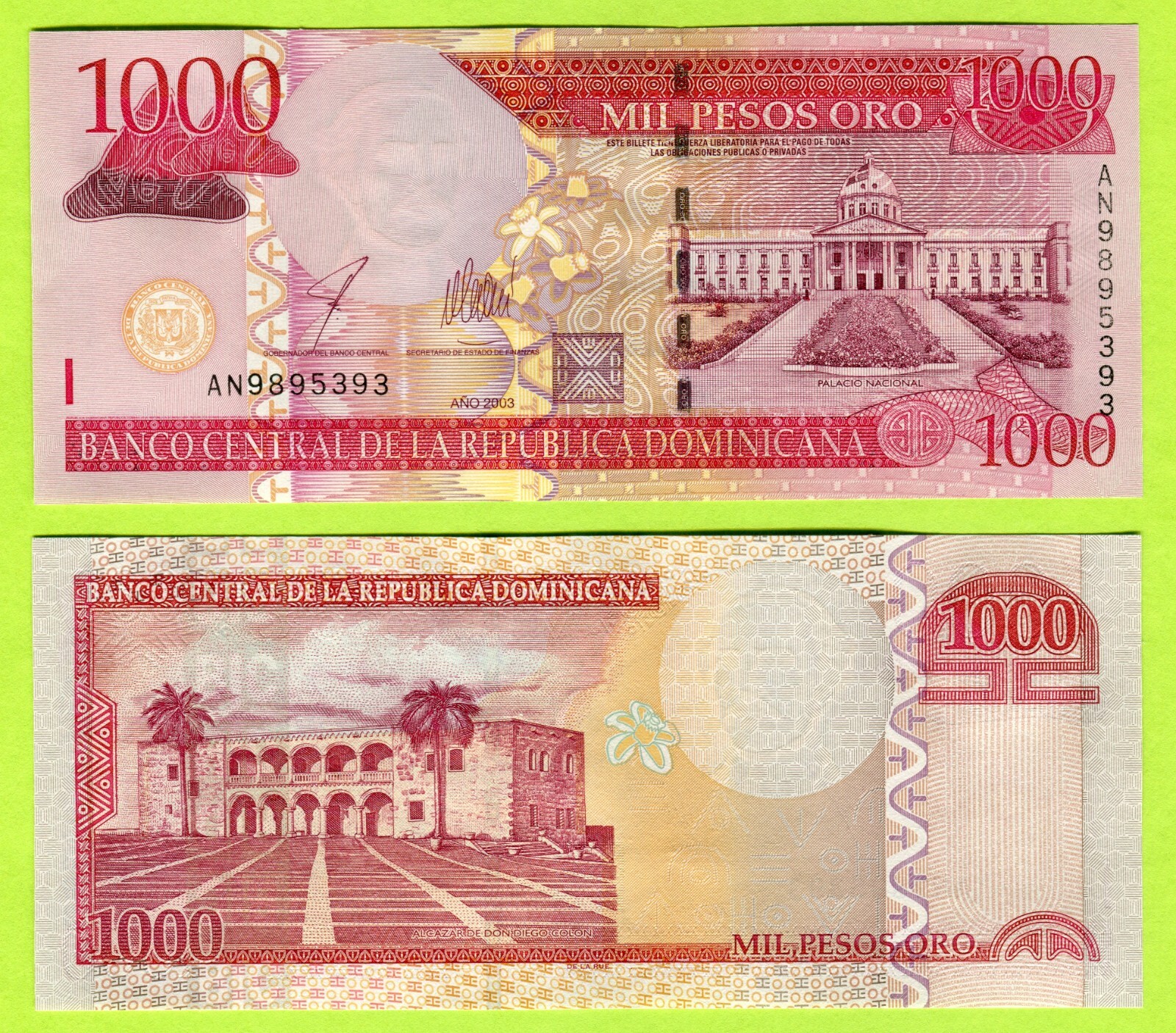 Dominican Republic 1000 Pesos 2003 P173b UNC
