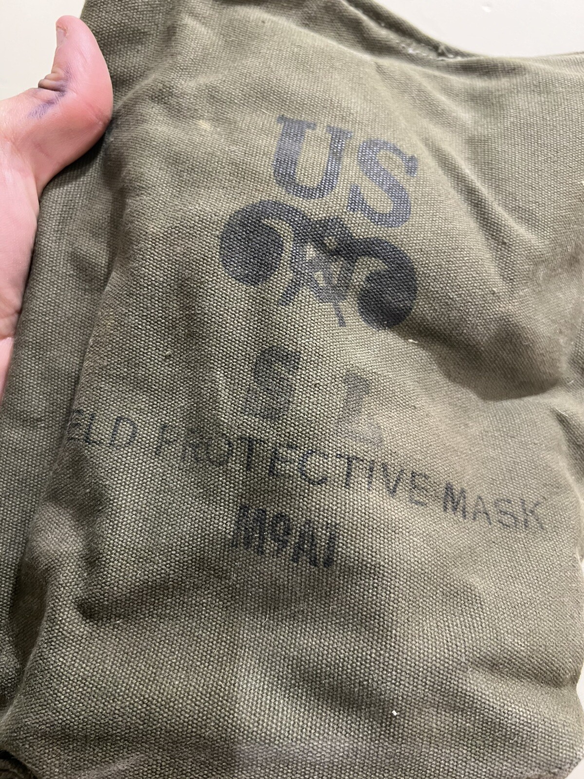 USGI M9a1 Gas Mask Bag Canvas Vietnam Original Straps and Wear M9a1 USGI 1966